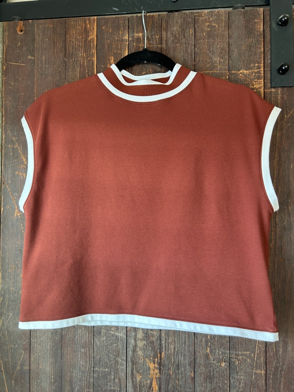 CALIA by Carrie Underwood Rust Tank Top with White Trim